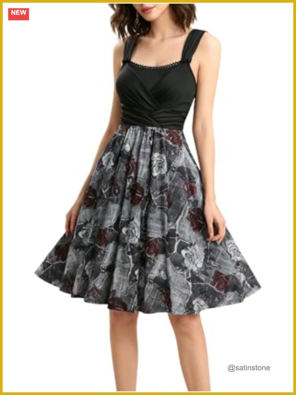 Vintage Floral Print Sleeveless Backless Layered Mesh Ruffle Midi Dress